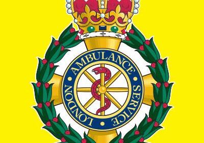 London Ambulance Service logo on bright yellow background